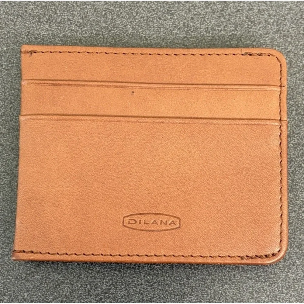 Dilana Brown Leather Money Clip Credit Card Wallet